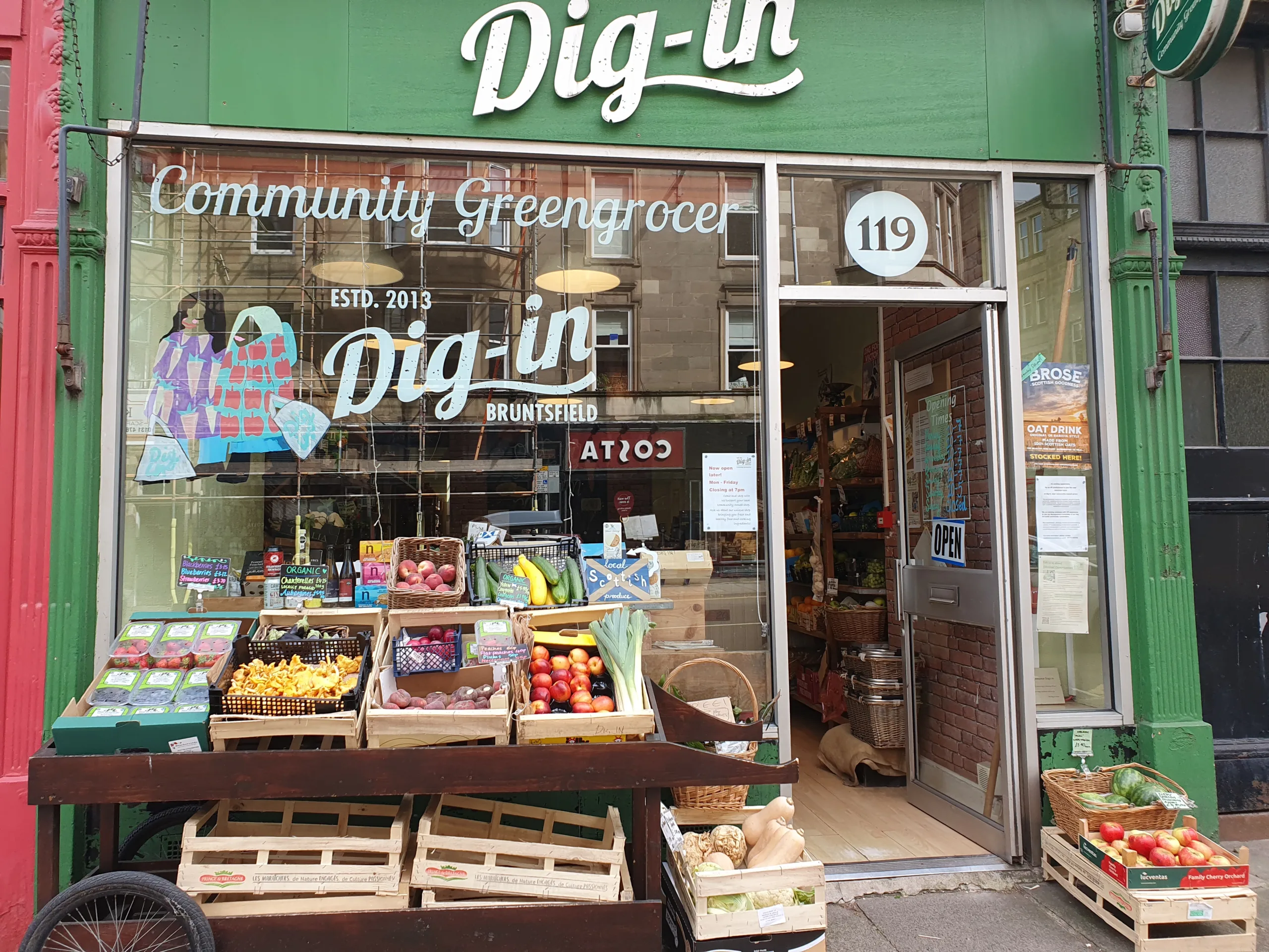 Shopfront of Dig In Community Greengrocers