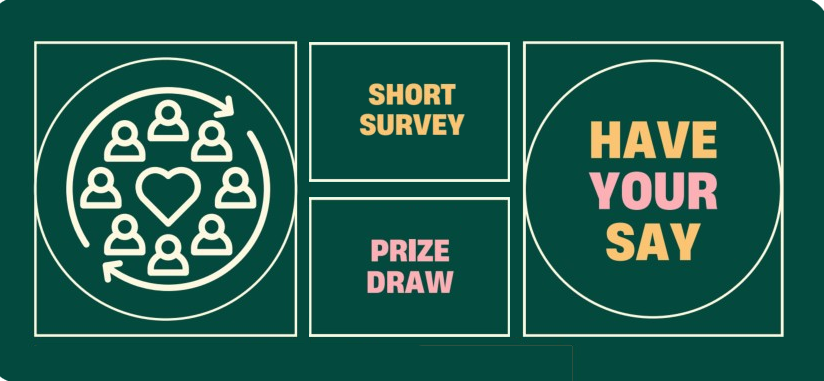 An image with the text: have your say - a short survey with a prize draw.